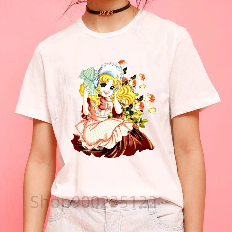 *T-shirt manga de dessin animé Candy, tirer de la télévision des années 80, collection été pour femme, style rétro...