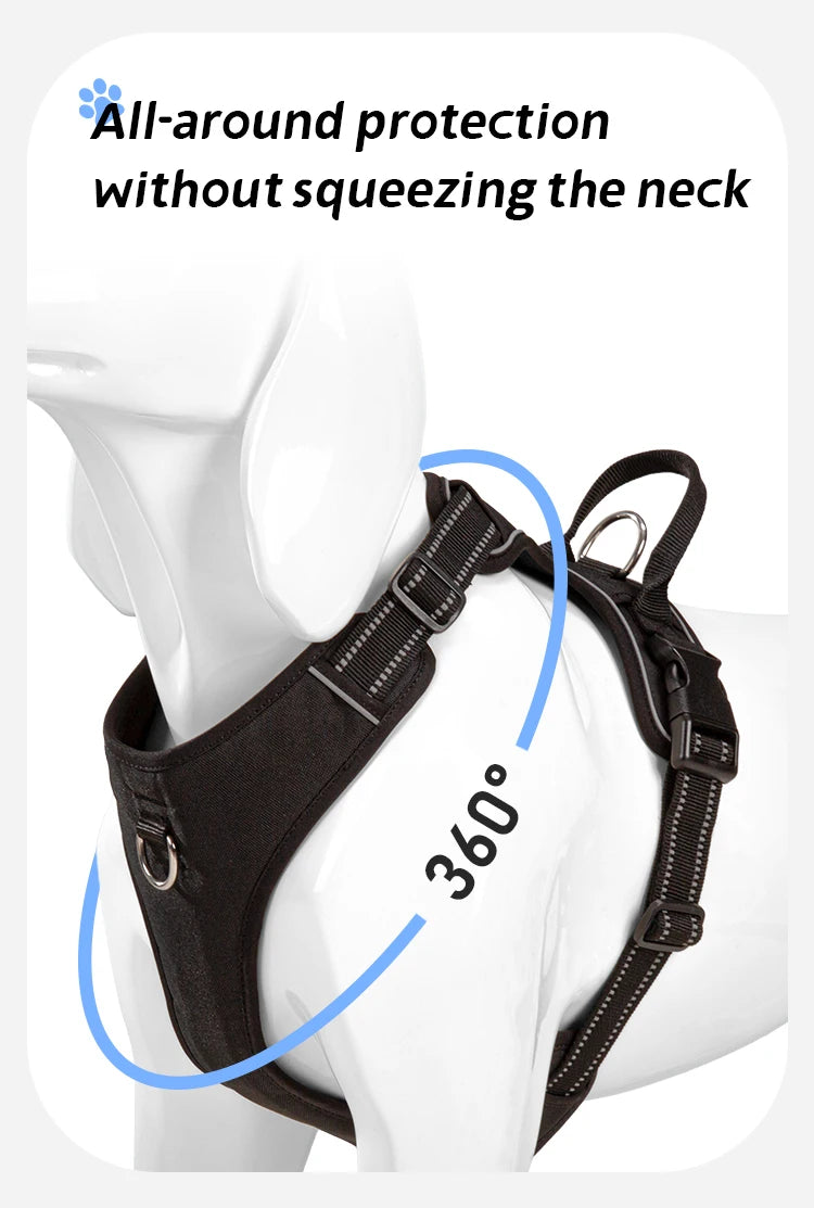 *Harnais pour Chien Réfléchissant Anti-Traction - Gilet Ajustable en Nylon  - Attache, sécurisée