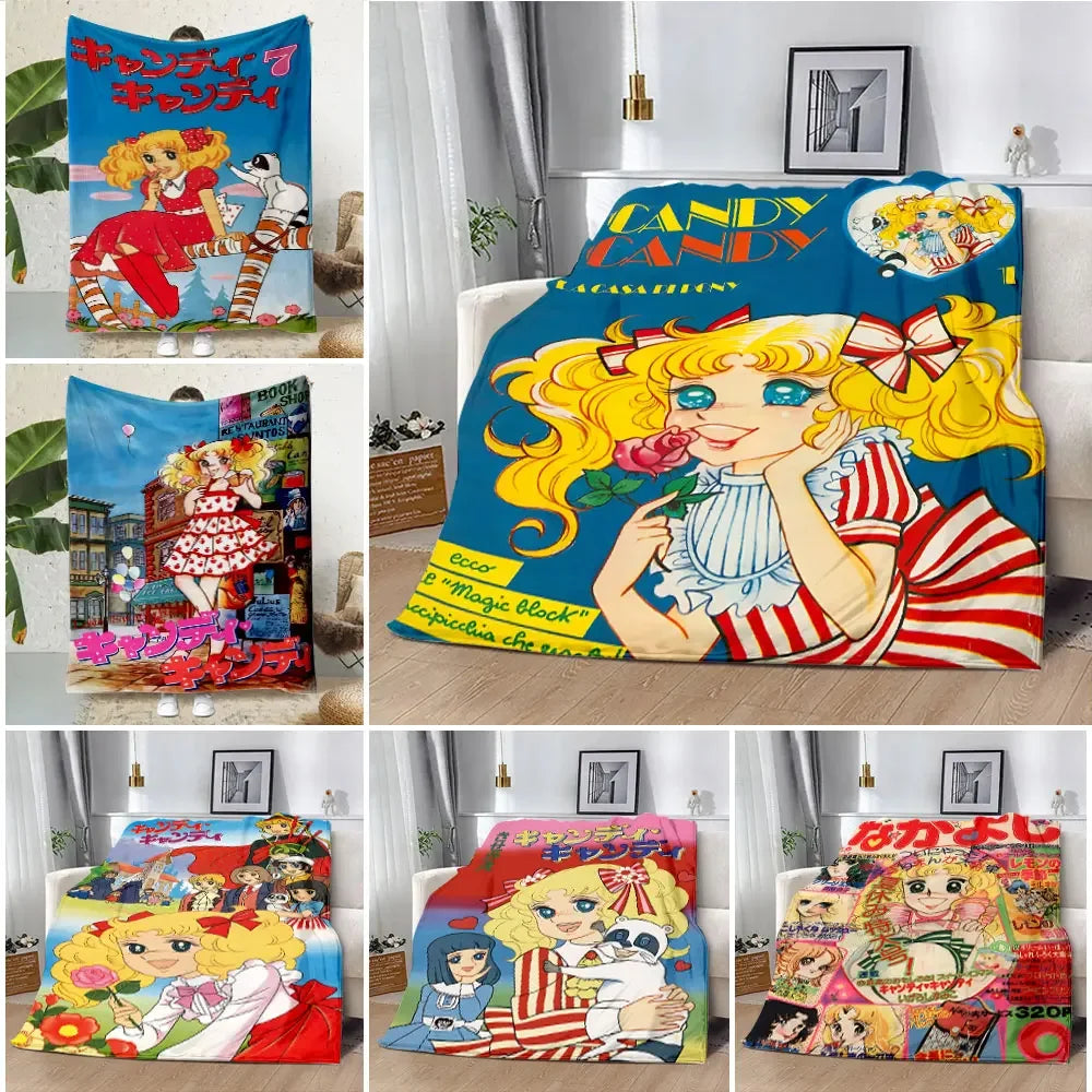 *Couverture Candy du dessins animés, Vintage Année 80, Pique-nique, Chaude, Douce, Confortable.