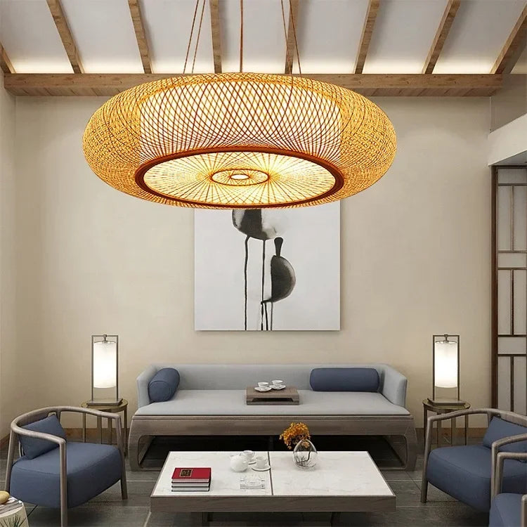 Lustre pendant En bambou Pour salon.